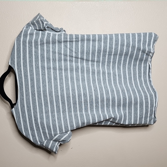 J CREW Gray and White Striped Flutter Sleeve Tee - Picture 4 of 4